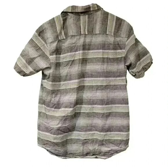 Columbia Men's Gray/White/Lime Green Striped Cotton Button Down Shirt - Picture 4 of 7
